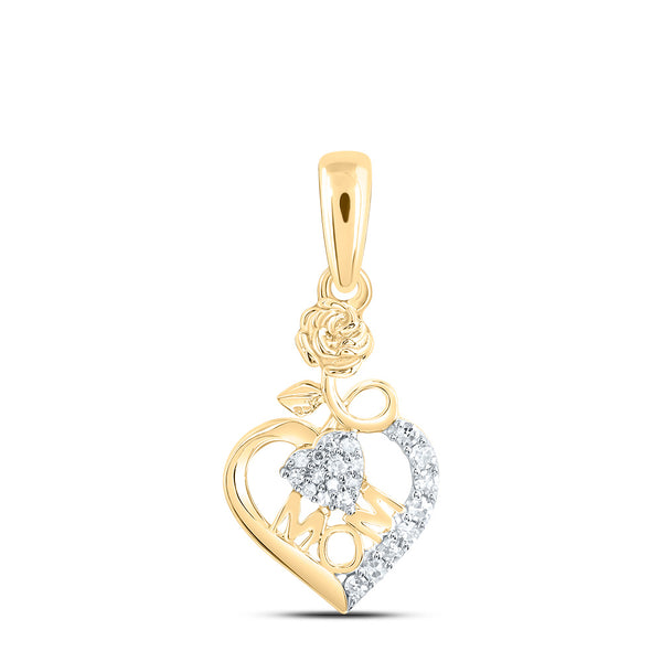 10k YELLOW GOLD 1/12CTW DIAMOND NK GIFT | MOM HEART PENDANT